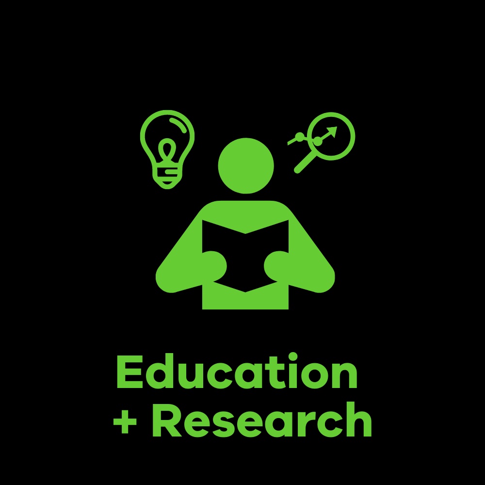 Education  + Research black + green
