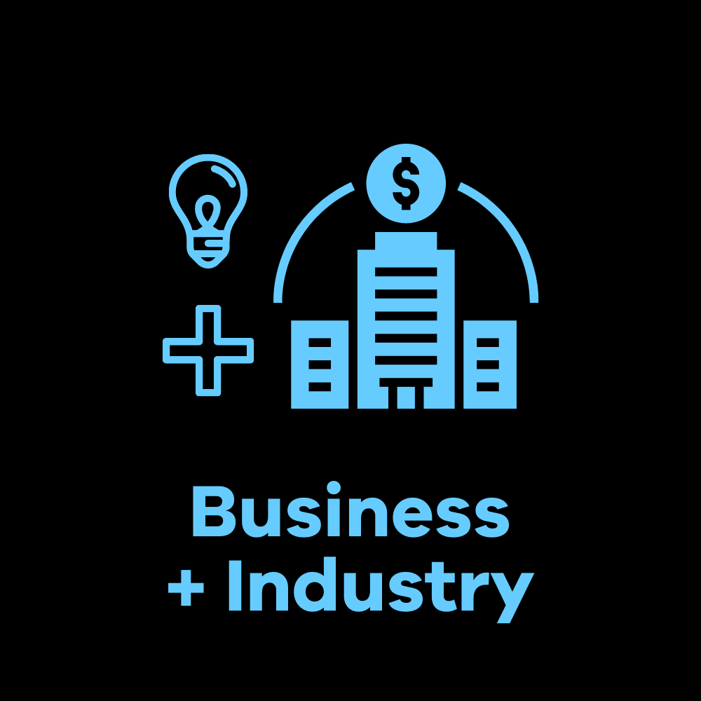 business and industry black + blue