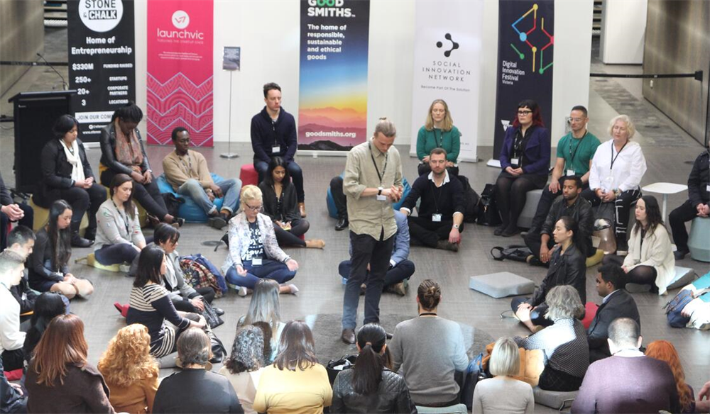 Group meditation at Social Innovation Conference 2019