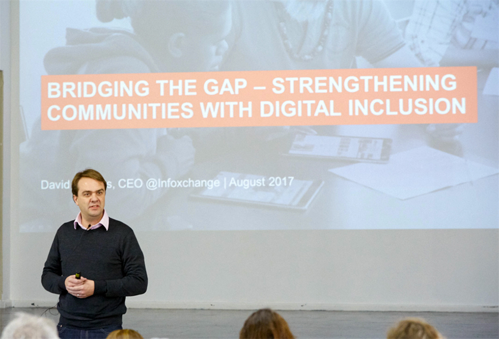 Infoxchange CEO David Spriggs presenting Bridging the gap - strengthening communities with digital inclusion