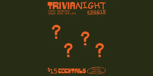 Trivia night at Reggie - 19/08/26